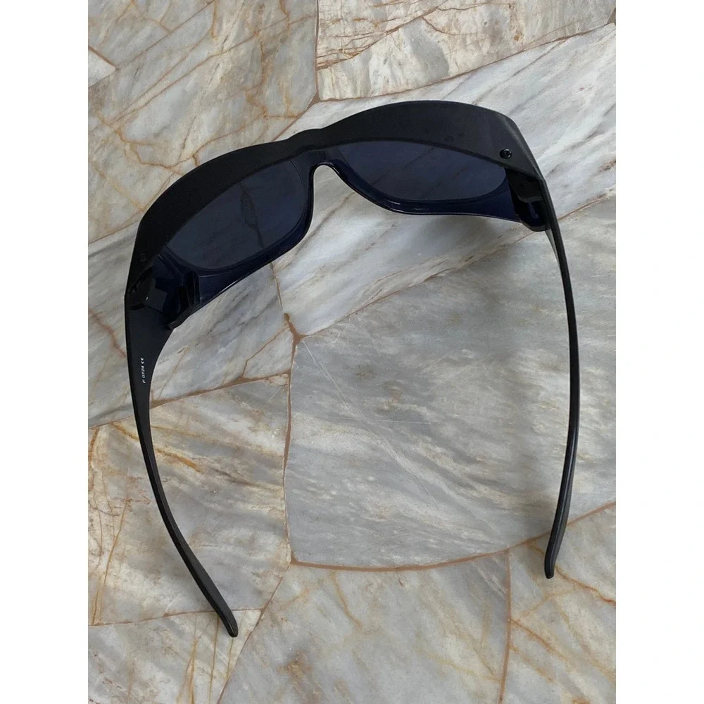 Solar Shield SS SQ LITE SMK-29003 Black Fit Over Wrap Sunglasses Square Smoke
